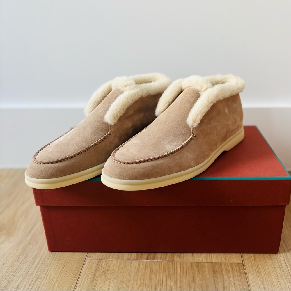 NWB Loro Piana Open Walk Loafers with Fur 39.5